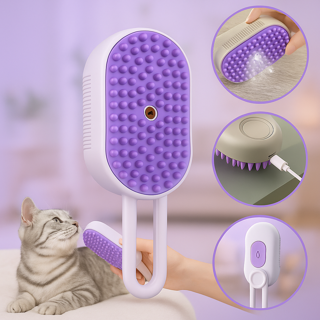 Brosse à vapeur pour chat